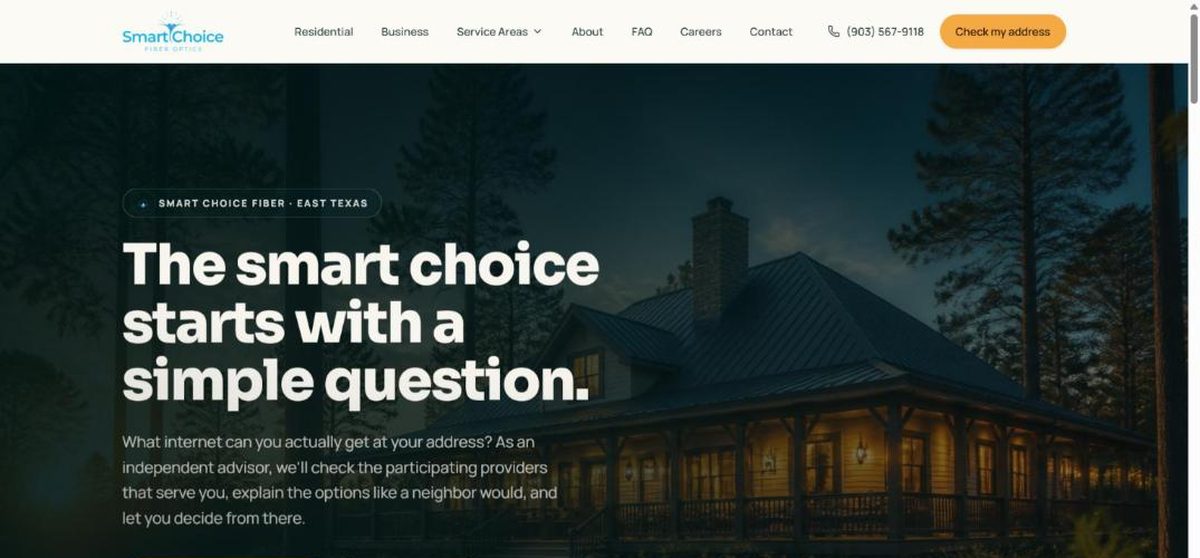 Smart Choice Fiber Optics website screenshot